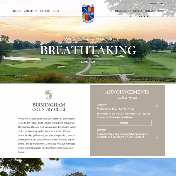 Birmingham Country Club Website Design - EGO Creative Marketing